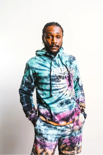 VIBES VIBE TRIBE CIRCULAR TIE DYE HOODIE