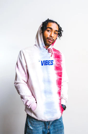 VIBES VIBE TRIBE STRIPED TIE DYE HOODIE